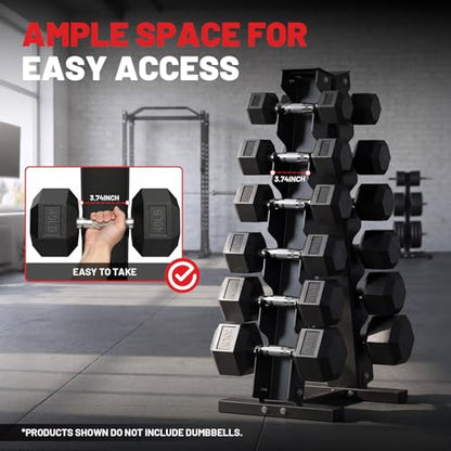 Papababe Dumbbell Stand, A-Frame Weight Storage Rack for Dumbbells, Barbell Holder, Heavy Duty Dumbbells Storage with T Bar Row Attachment for Home Gym (Dumbbell Rack Stand Only) - style: 6 Tier-450LBS Capacity
