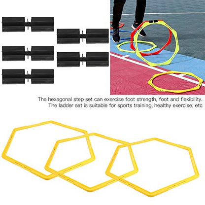 6Pcs Hexagon Agile Ring Polygon Physical Training Set Football Equipment, PP Material Interlocking Design for Footwork Agility Exercise Sports Drills