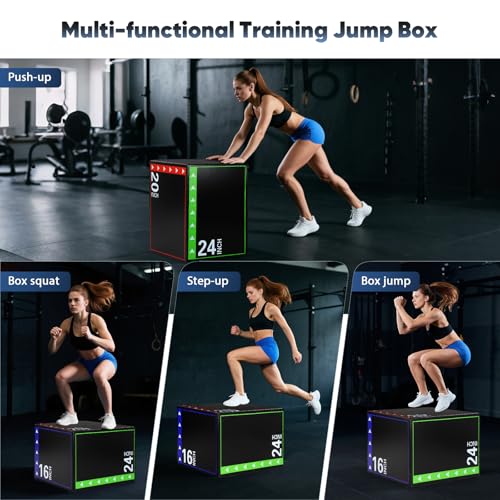 3 in 1 Plyo Box,High Density EPE Core and Non-Slip & Easy to Clean PVC Leather Cover,Exercise Box Home Gym Workout Trainer for Plyometric Jump Training,HIIT Workouts and Lower Body Strength