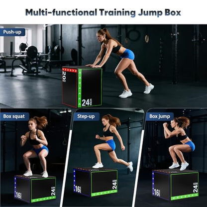 3 in 1 Plyo Box,High Density EPE Core and Non-Slip & Easy to Clean PVC Leather Cover,Exercise Box Home Gym Workout Trainer for Plyometric Jump Training,HIIT Workouts and Lower Body Strength