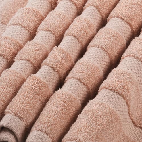 SOFE H&L | Olea Luxury Turkish Cotton Bath Towels Set of 3 : 1 Bath Towel, 1 Hand Towel, 1 Wash Cloths, Blush | Thick, Premium, Soft, Durable, Absorbent - Hotel Quality Towel Sets for Bathroom
