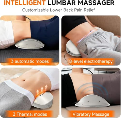 Electric Lumbar Back Stretcher with Dynamic Airbag – White/Beige - color: Whitebeige