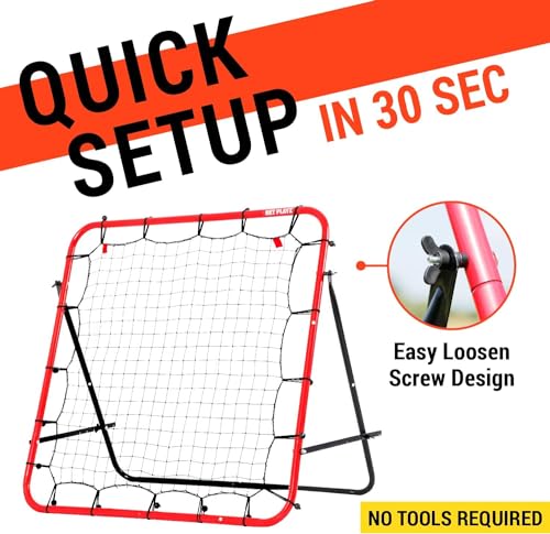 Soccer Rebounder, Kickback Rebound Net 3.3X3.3FT - Football Training Gifts, Aids & Equipment for Kids, Teens & All Ages, Portable, 6 Adjustable Angles