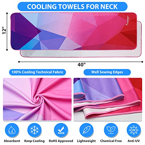 Cooling Towel, Cooling Towels for Neck,40" x 12"Ice Towel for Instant Cooling Relief, Soft Breathable Chilly Towel, Perfect Yoga, Golf, Sports(Geo) - color: Mix2