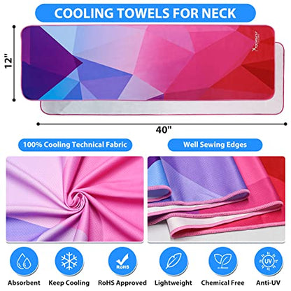 Cooling Towel, Cooling Towels for Neck,40" x 12"Ice Towel for Instant Cooling Relief, Soft Breathable Chilly Towel, Perfect Yoga, Golf, Sports(Geo) - color: Mix2