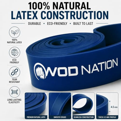 WOD Nation Pull Up Assistance Bands (10-175lbs Band) - Best for Pullup Assist, Chin Ups, Resistance Bands Exercise, Stretch, Mobility Work & Serious Fitness - 41 inch Straps