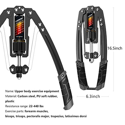 EAST MOUNT Twister Arm Exerciser - Adjustable 22-440lbs Hydraulic Power, Home Chest Expander, Shoulder Muscle Training Fitness Equipment, Arm Enhanced Exercise Strengthener. - color: Black