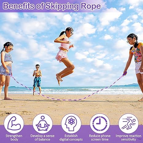 Jump Rope for Kids, Adjustable Jump Ropes for 4 5 6 7 8 10 12, Tangle Free - color: Pink and Purple