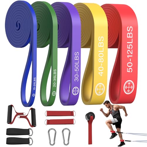Exercise Bands，Set of 6 Resistance Bands for Working Out,Pull Up Bands Set,at Home Workout Equipment,Instruction Guide and Carry Bag Included - color: blue/green/purple/yellow/red/black