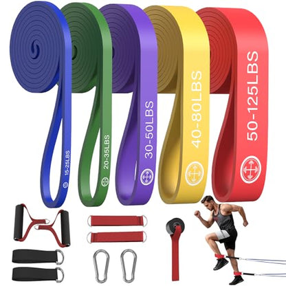Exercise Bands，Set of 6 Resistance Bands for Working Out,Pull Up Bands Set,at Home Workout Equipment,Instruction Guide and Carry Bag Included - color: blue/green/purple/yellow/red/black
