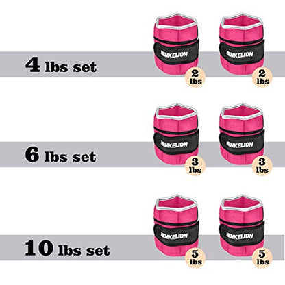 Henkelion 1 Pair 2 3 5 10 Lbs Adjustable Ankle Weights for Women Men Kids, Strength Training Wrist and Ankle Weights Sets for Gym, Fitness Workout, Running, Lifting - Black Grey Pink Blue Purple