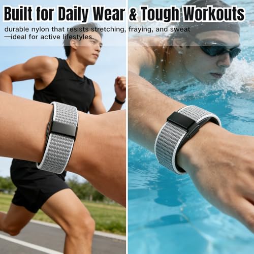 CAMTOVGCA Nylon Loop Compatible with Hume Band, Nylon Replacement Strap, Soft Adjustable Breathable Sport Wristband for Fitness Tracker - color: Grey