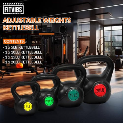 Fitvids Kettlebell Sets Piece Strength Training KettleBells Weight Set - style: 50LB Set of 4: 5/10/15/20LB