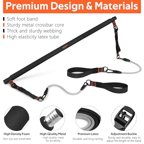 Pilates Bar Kit with Resistance Bands, Workout Equipment for Legs, Hip, Abs - size: 30,40LB