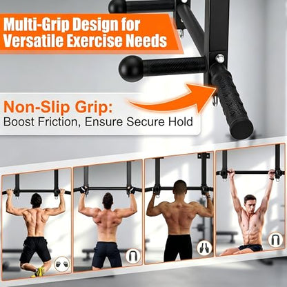 Joist Mounted Pull Up Bar, 650lbs Heavy Duty Strength Training Pullup Bars, Multi-Grip Chin Up Bar for Home Gym, Garage & Basement Ceiling Beam Installation