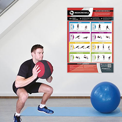 Functional Movement Gym Posters - Set of 7 | Laminated Exercise Posters | 33” x 23.5” | Kettlebells, Medicine Ball, Exercise Ball, Resistance Band, Suspension Training, Ladder Drills, Foam Roller - color: Set of 7