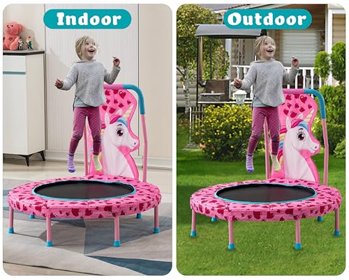 36" Toddler Trampoline with No-Gap Design, 36 inch Mini Trampolines Kids Trampolines with Handle, Small Rebounder 3FT Indoor Outdoor Trampoline for Kids