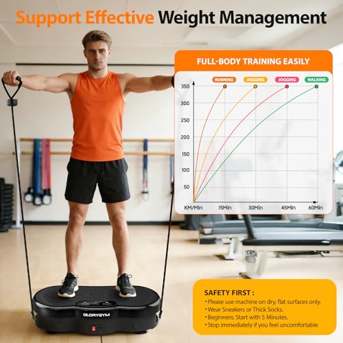 Vibration Plate for Weight Loss & Body Shaker Machine, Professional Full Body Vibration Machine with Wider Platform, Ultra Stable & Quiet, 120 Speeds, 330lbs Capacity, Home Fitness System - color: Black