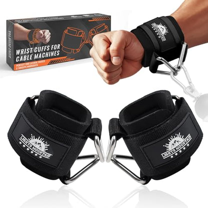 Wrist Cuffs for Cable Machines – Padded & Adjustable Straps for Lateral Raises, Tricep Pushdowns & Strength Training