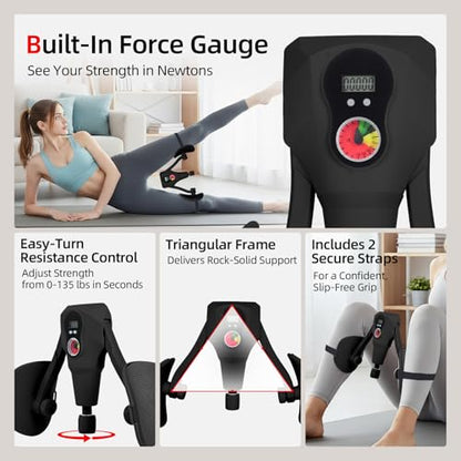 Abahub Inner Thigh Trainer with Display Counter, 0-132 LBF Adjustable Resistance Pelvic Floor Muscle Exerciser, Home Gym Kegel Trainer Includes Bands, Arm Workout Handles & Wireless Jump Rope - color: Black