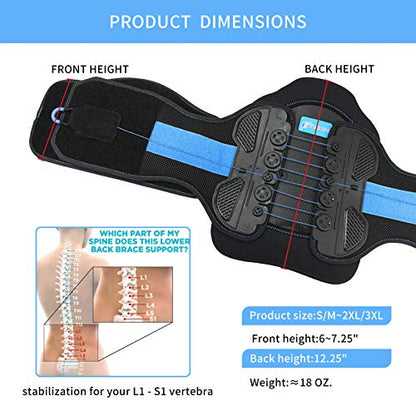 LSO Back Brace with Maximum Decompression Plate & Adjustable Arch Back Support,Dual Pulley System Lumbar Support Belt for Herniated Disc,Spine Stenosis,Sciatica,Scoliosis(S/M fit belly 23.5"-33.75")