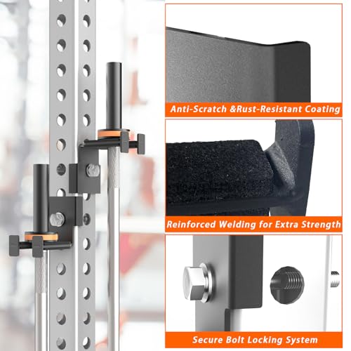 Barbell Holder for 2x2 & 3x3 Power Racks, No Drilling Required – Heavy-Duty Steel Barbell Storage Rack with Protective Padding, Fits 5/8''-1'' Holes – Secure & Space-Saving Gym Equipment Organizer