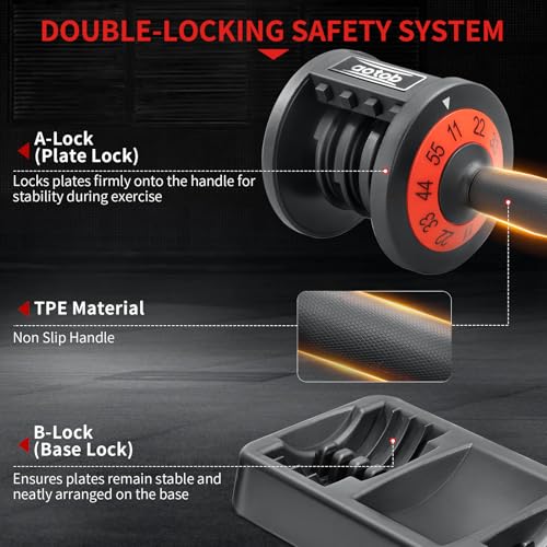 AOTOB Adjustable Dumbbell Set 25/55 Lbs (Pair) Set of 2 - color: 55lbs Black-Single