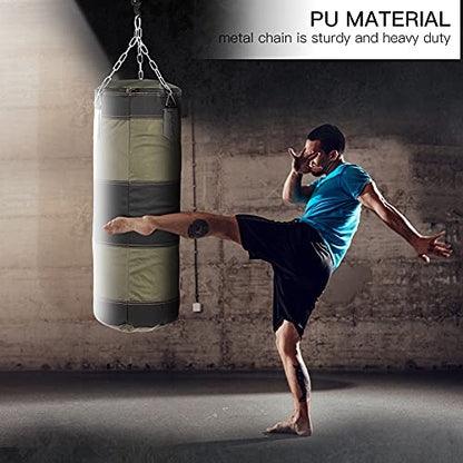Bnineteenteam Heavy Punching Bag,Training Boxing Bag with Chain for Adults Men Women(Empty) - color: Green, size: 60 cm