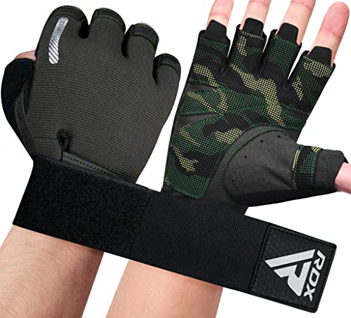 RDX Weight Lifting Gloves, Additional Stretchable Long Wrist Support, Full Palm Grip, Men Women Fitness HIIT Workout, Bodybuilding Powerlifting Strength Training Cycling Exercise Home Gym Equipment