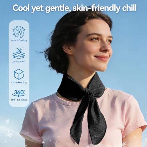 2-Pack New Upgraded Cooling Neck Wraps, Neck Coolers for Hot Weather, Leak-Proof Cooling Gel, 360° Full-Wrap, Cool Relief - Head, Neck, Wrists... - color: Blue+black