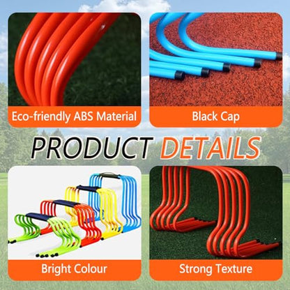 5 PCS Agility Hurdles Training Equipment, Track and Field Jumping Workout Obstacles, Plastic Soccer Agility Workout Trainer Kit, for Athletes Adults(Orange,23cm/9in)