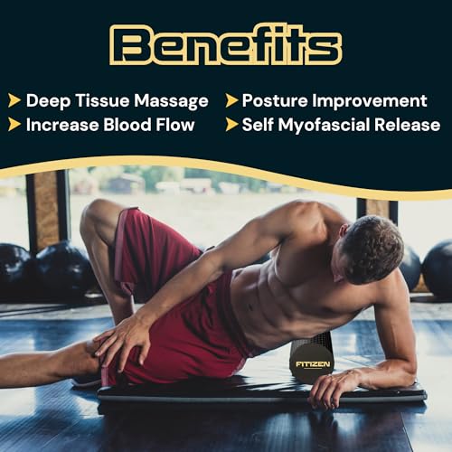 Fitizen Foam Roller – Muscle Massage Rehab Stiff Back Pain Physical Therapy Deep Tissue Firm Exercise Equipment Home Gym Stress Yoga Pilates for The Fit Citizen by FitNation