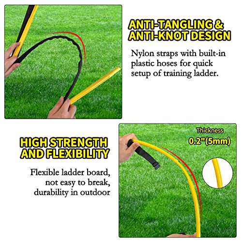 Agility Ladder Speed Training Equipment 16FT 12 Rung Footwork Sports Agility Speed Ladder for Football Basketball Baseball with Carry Bag