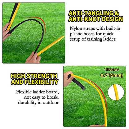 Agility Ladder Speed Training Equipment 16FT 12 Rung Footwork Sports Agility Speed Ladder for Football Basketball Baseball with Carry Bag
