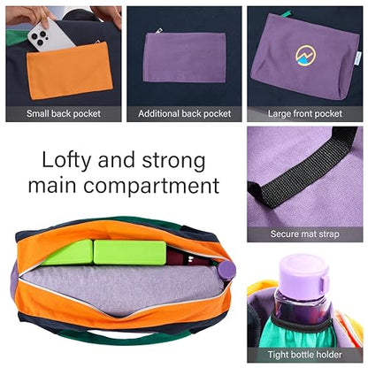 Yoga Bags and Carriers Fits All Your Stuff, Extra Large Yoga Mat Bag Full Zip Yoga Mat Bag with 3 Zipper pockets - color: Black-Multicolor