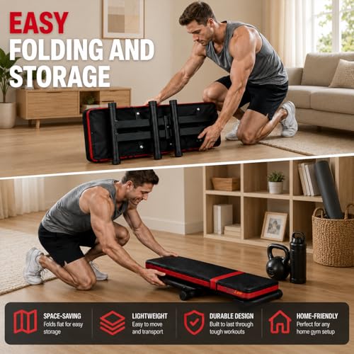 Happlee Flat Weight Bench for Home Gym Foldable Workout Bench for Dumbbell Exercise 618 lb Capacity Strength Training Bench Compact Bench Press Equipment for Small Space Apartment Garage Gym Black