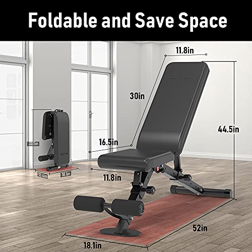 leikefitness Adjustable Weight Bench Foldable Workout Exercise Bench with Automatic Lock for Upright Incline Decline and Flat Full Body Exercise - color: GM5810(BLACK)