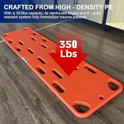 tic Spine Board Kit, 350lbs Capaci, Foldable First Aid Stretcher with Head Imlizer, Neck Brace & Spider Str for Safe Patient Transfer (2-Fold)