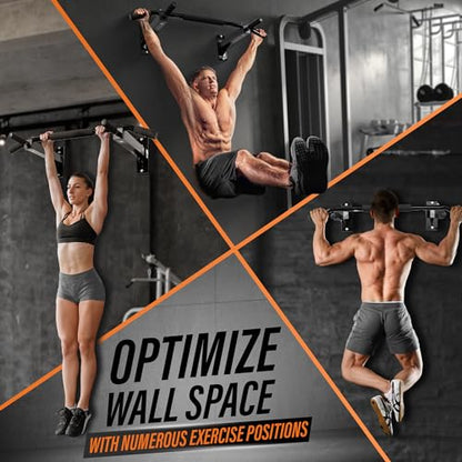 Yes4All Pull Up Bar Wall Mounted - Multifunctional Wall Mounted Pull Up Bar for Home Gym Workout Strength Training Equipment - color: A. Standard - Black