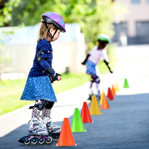 48 Pack 7" or 9" Plastic Traffic Cones Agility Field Marker Soccer/Safety/Sports/Training Cones for Skating Basketball Football Practice Drills Themed Party Decorations