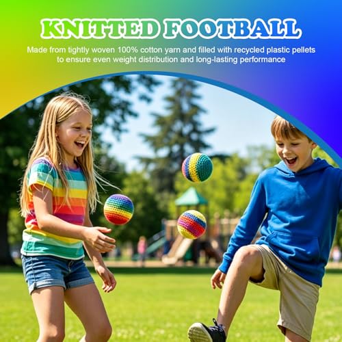 6Pcs Handmade Knitted Footbag, Colorful Crochet Footbag Sacks, 2026 Upgraded Footbags Knitted, Soft Pellet Filled Sack for Skill Training, Random Color and Style Sent