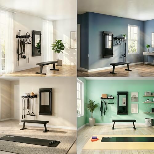 Tonal Accessories Shelf, 17" Heavy Duty Steel Wall Mounted Floating Storage Rack with T-Bracket Lock Hangers, Compatible with Various Home Gym Accessories, Black