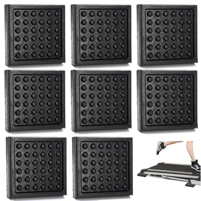 8 Pack Heavy Duty Exercise Equipment Mat, 4 x 4 x 0.8 Inch Non Slip Noise Reduction Mat for Treadmill, Treadmill Mat Pad for Rubber Hardwood Floors Carpet Protection Home Gym