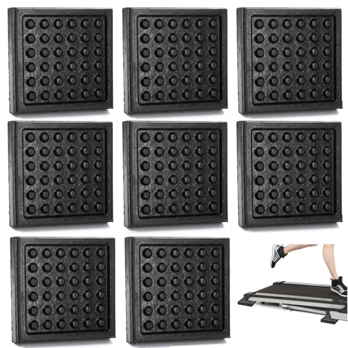 8 Pack Heavy Duty Exercise Equipment Mat, 4 x 4 x 0.8 Inch Non Slip Noise Reduction Mat for Treadmill, Treadmill Mat Pad for Rubber Hardwood Floors Carpet Protection Home Gym