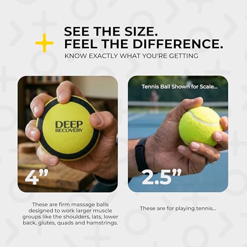 Yoga Deep Tissue Massage Ball Set, Firm Density – 4-Inch Myofascial Release Balls for Feet, Back, Neck, Legs & Arms – Trigger Point & Mobility Therapy (2-Pack)