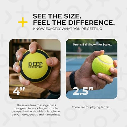 Yoga Deep Tissue Massage Ball Set, Firm Density – 4-Inch Myofascial Release Balls for Feet, Back, Neck, Legs & Arms – Trigger Point & Mobility Therapy (2-Pack)
