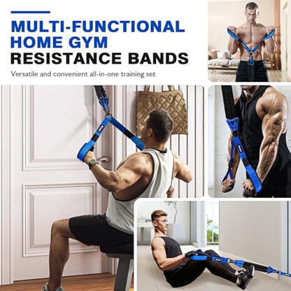 Home Gym Workout Equipment, Heavy Resistance Bands with Handles, Door Anchor, Tricep Rope Pull Down Attachment for Triceps, Biceps, Arms,Chest,Back Exercise, Best Replacement for Cable Machines