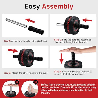 Ab Roller Wheel for Abs Workout - Core Strength Training Equipment for Home Gym with Knee Pad, Abdominal Exercise Wheel for Men and Women
