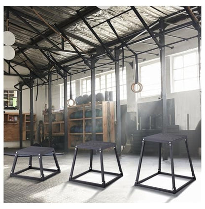 Plyometric Jump Boxes 12/18/24 Inch Set, Plyo Box for Fitness, Agility Training, Step Up Platform - Home Gym Conditioning, Strength Workouts - Black