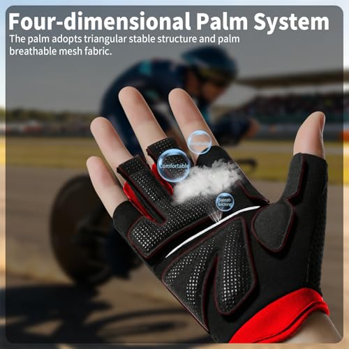 Men's Fingerless Cycling Gloves, Bike Gloves for Men & Women with Gel Padded & Anti-Slip Design, Breathable Outdoor Bicycle Gloves for Road/Mountain Bike, Fitness, Hiking - size: Large